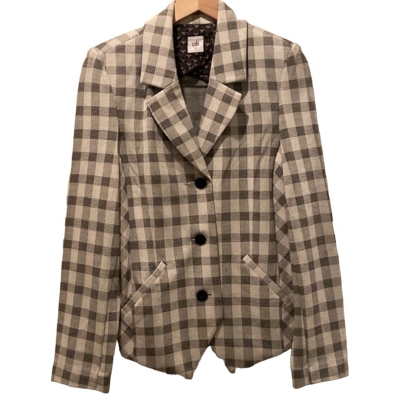 CAbi 5292 Valentina Blazer Plaid/Gingham Jacket Button Closure Long Sleeve Sz 10 - Picture 11 of 16